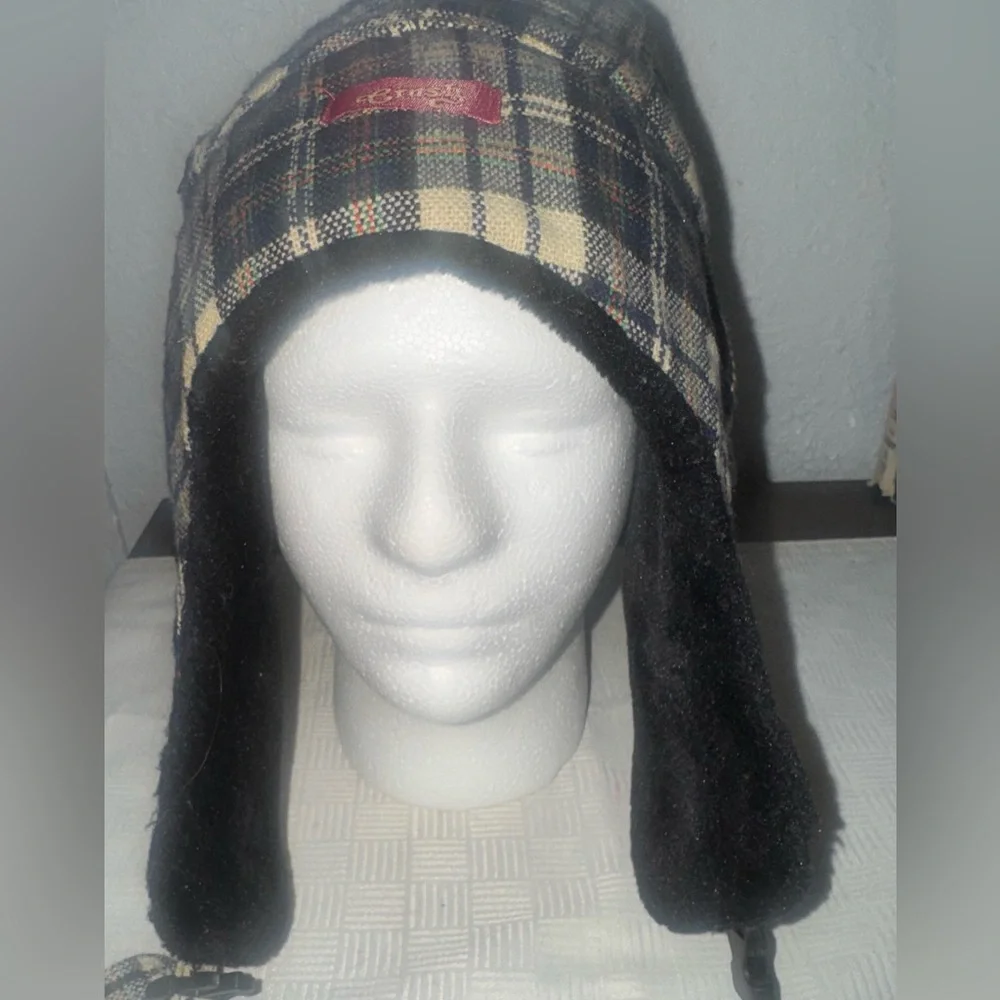 Plaid Trapper Hat with Black Faux Fur Lining - Men's Winter Accessory